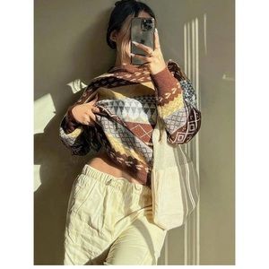 Aelfric Eden Brown and Yellow Patterned Sweater